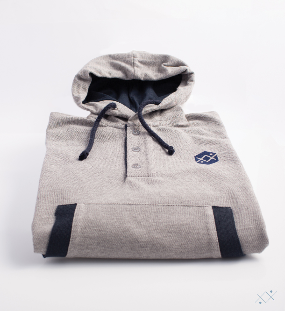 Grey heavy Piquet Hoodie made of 100% soft cotton - view